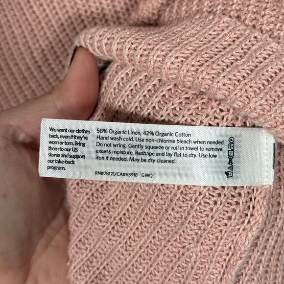 Eileen Fisher Organic Linen Cotton V-Neck Tunic Sweater M Soft Blush Pink - Picture 4 of 7